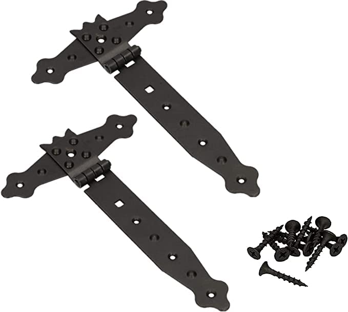 KOTARBAU® Set of 2 Cross Hinges Black 200 mm Shutter Hinge Black Band Gate Fitting Wood Connection Throw Hinges Powder Coated Door Hinge Outdoor Gate Hinges