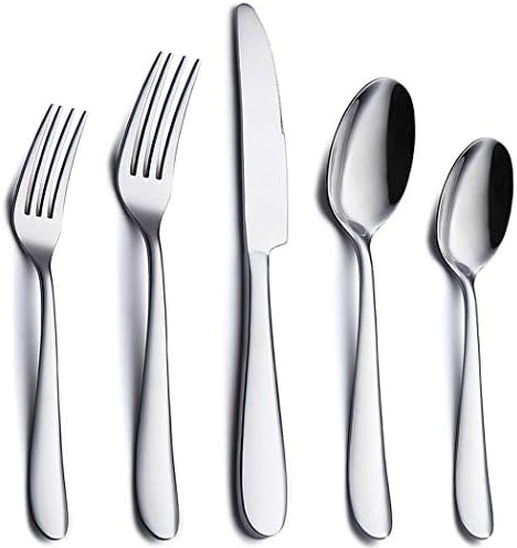 Silverware Set, 20 Piece Stainless Steel Flatware Silverware Set, Mirror Polishing Modern Cutlery Service for 4, Utensils Set Include Knife/Fork/Spoon, Dishwasher Safe