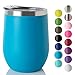 JEAREY Stemless Glass Tumbler 12 oz Stainless Steel Double Wall Vacuum Insulated Wine Cup with Lid Travel Friendly