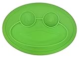 Round Silicone Frog Placemat for Children, Kids, Toddlers, Babies Highchair Feeding Tray or Kitchen Dining Table with Built in Plate and Bowl, Comes with Travel Bag by Salbree, Green
