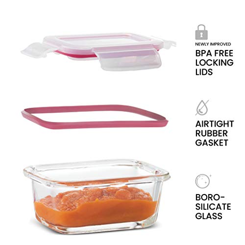 Superior-Glass-Baby-Food-Storage-Containers-Set-of-6-4-Oz-Containers-with-Airtight-BPA-Free-Locking-Lids-Baby-Food-containers-Microwave-Dishwasher-Safe-Small-Containers-for-Snacks-Dips-etc