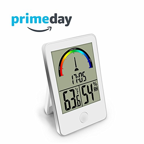 Dr. Prepare Digital Hygrometer Indoor/Outdoor Thermometer and Temperature Humidity Monitor Gauge with Clock for Reptiles, Incubator, Home, Office, Greenhouse, and Basement