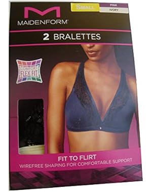 2 Pack Fit To Flirt Bralettes Pink & Ivory Small