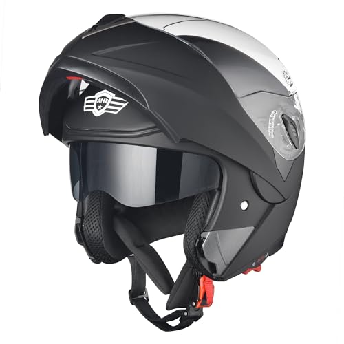 AHR Motorcycle Helmet Dual Visor Modular Flip up