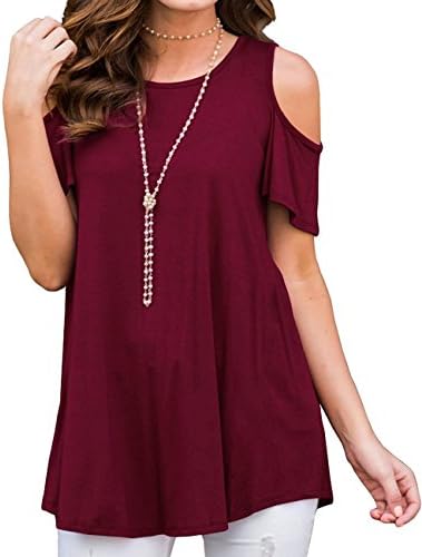 Aifer Women's Long/Short Sleeve Cold Shoulder Tunic Tops Loose Blouse T-Shirt