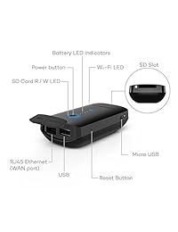 RAVPower FileHub Plus, router de viaje inalámbrico, tarjeta SD portátil, unidad de copia de seguridad de disco duro, DLNA NAS compartiendo medios Streamer 6700mAh batería externa Pack para Android, portátil, teléfono móvil, iPad Pro