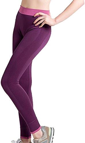 Dearilin Cozy Women Sports Yoga Pants Elastic Waist Black Gray Multi-color Patchwork Breathable Quick Dry High Elastic Leggings Female purple L