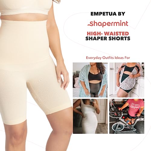 SHAPERMINT High Waisted Body Shaper Shorts - Shapewear for Women Tummy Control Small to Plus