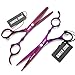 6.0 Inches Hair Cutting Scissors Set with Combs Lether Scissors Case,Hair cutting shears Hair Thinning shears For Personal and Professional (Voilet)