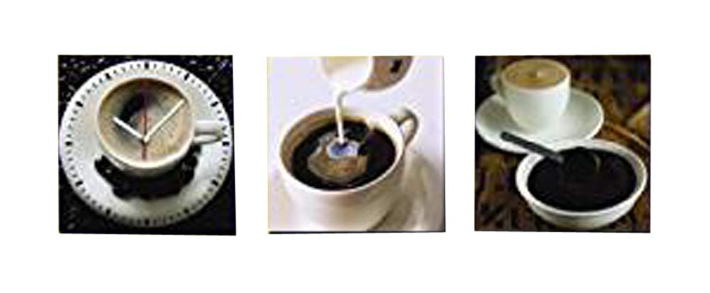 WANDUHR DESIGN KAFFEE 3TLG MODERN KÜCHENUHR UHR + 2 BILDER - Tinas