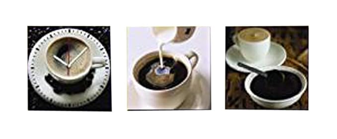 WANDUHR DESIGN KAFFEE 3TLG MODERN KÜCHENUHR UHR + 2 BILDER - Tinas