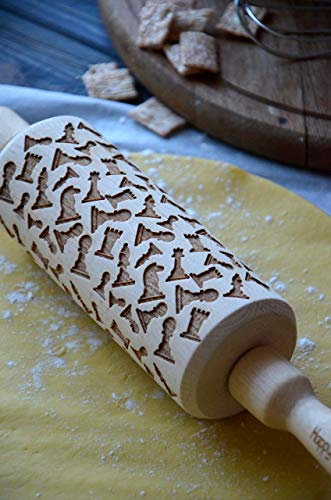 Folk Flowery Damask pattern Wooden Personalized Engraved Rolling pin - By Enjoy The Wood - Rolling Pin engraved Sugar Cookies Gift for Her - Thumbnail 5