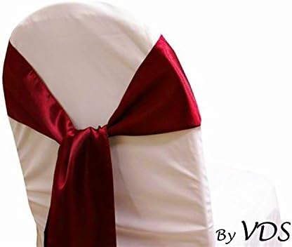VDS Set of 1 Elegant Satin Wedding Chair Sashes Bows for wedding Party Banquet Decor - Ribbon Tie Back Sash bow – Maroon