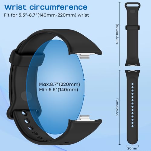 Xisair 3 Silicone Bands Compatible with Xiaomi Smart Band 9 Pro and Xiaomi Smart Band 8 Pro Sport Strap, Silicone, Breathable, Soft and Comfortable Replacement Straps for Miband 9 Pro, Miband 8 Pro