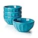 Sweese 106.407 Porcelain Fluted Bowls - 26 Ounce for Cereal, Soup and Fruit - Set of 4, Steel Blue