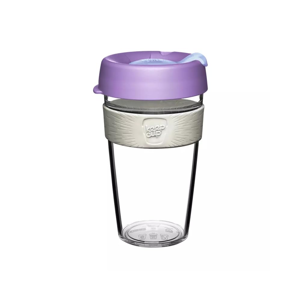 KeepCup Original Clear, Reusable Plastic Coffee Cup | Splashproof Lid, BPA Free, Barista Grade | Large | 16oz / 454ml | Moonshine, Purple