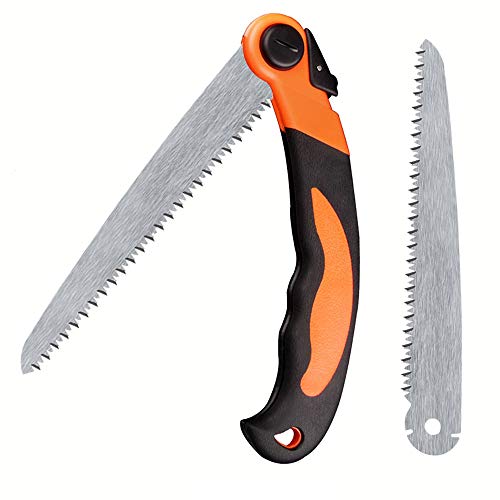FUJIWARA Heavy Duty Folding Saw, 8 Inch Pruning Hand Saw for Wood Camping, Wet & Dry Wood Garden Saw with Aggressive SK4 Steel 7 TPI Teeth