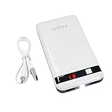 FlyHi LCD Power Bank 7000mAh Dual USB Port 2.1a &1a External Battery Charger,LCD Digital Display Remaining Power, with Flashlight & Fast Charging for Iphone,Ipad,Samsung,Cell Phones (White)