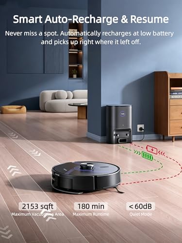 Vyzzle Robot Vacuum Cleaner with Mop Self Emptying, 10,000Pa Suction, LiDAR Navigation with Smart Mapping Robot Hoover, 180min Runtime, App/Voice Control for Pet Hair/Carpet/All Floors, E20