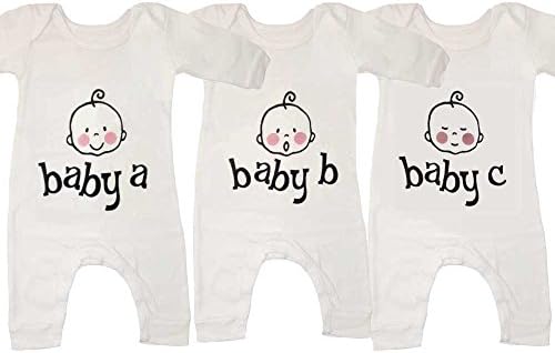 Baby A, B &amp; C Triplet Rompers