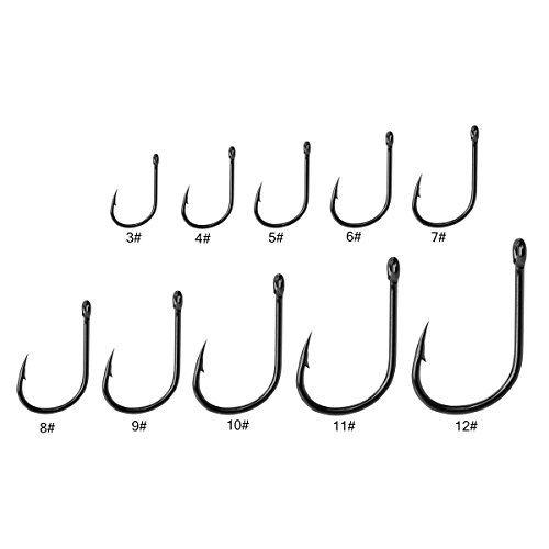 T-Siji 10 Multiple Sizes High Carbon Steel Freshwater Or Saltwater Circle Offset point Octopus Fishing Fish Hook Set For Father Day Gift, Pack of 500 - Thumbnail 2