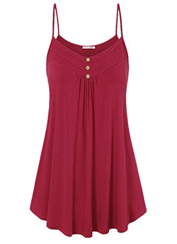 Poptem Womens V Neck Flowy Tunic Tank Tops Sleeveless Camisole Plain Shirts Cami Blouse