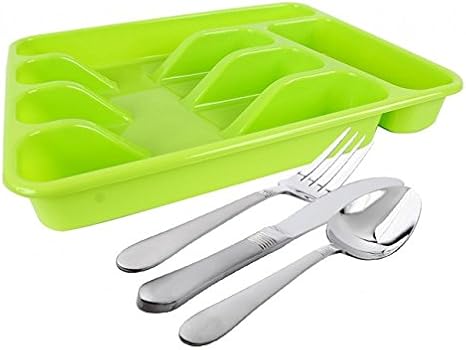 Organizador de cubiertos de plástico y de colour verde - 33,5 x 26 cm