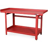 AFF Heavy Duty Workbench with Storage Shelf - For Shop or Garage Use | Durable Powder Coated All-Steel Construction Workbench with Shelf Storage - 650 lbs Table Top Capacity, Adjustable Footpads
