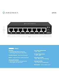 Conmutador Ethernet Gigabit Red de 8 puertos Amcrest