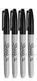 Sharpie Permanent Markers, Fine Point, Black Ink (4-Pack)
