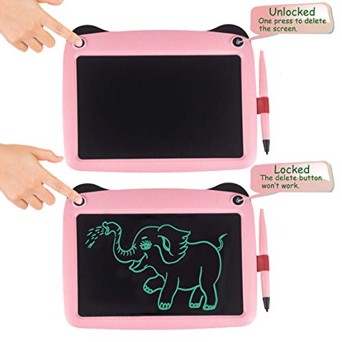 VNVDFLM Writing Tablet for Birthday Gift,Kids Toy 9 Inch LCD Writing Tablet Electronic Writings Pads Drawing Board Gifts for Kids Erase Button Lock Included(Pink2) - Thumbnail 3