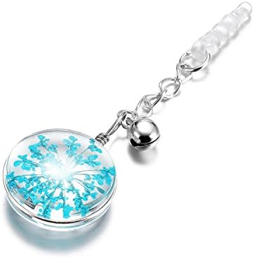 VaporMao Handmade Real Flower Anti Dust Plug/ Ear Cap / Cell Phone Charms For iPhone, iPad, iPod, Samusung and Other 3.5mm Ear Jack, Sky Blue