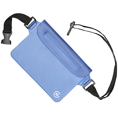 Waterproof-Waist-Pouch-by-Hydro-Gizmos-Large-Travel-Bag-with-Adjustable-Long-Waist-Strap-Buckle-Transparent-Blue-3-Zipper-Design–Lightweight-PVC-Touch-Screen-Sensitive-Keeps-Everything-Dry Waterproof-Waist-Pouch-by-Hydro-Gizmos-Large-Travel-Bag-with-Adjustable-Long-Waist-Strap-Buckle-Transparent-Blue-3-Zipper-Design–Lightweight-PVC-Touch-Screen-Sensitive-Keeps-Everything-Dry