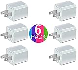 Certified 5W 1A USB Power Adapter [6-Pack] Universal Wall Charger Cube for Plug Outlet for iPhone 8 / X / 7 / 6S / Plus +, iPad, Samsung Galaxy, Motorola, HTC, Other Smartphones (Family Pack) (White)