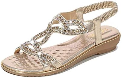 chengzhijianzhu Women's Sandals Bling Crystal Peep Toe Flats Slip-On Flip-Flops Slides Basic Slingback Beach Slippers Shoes