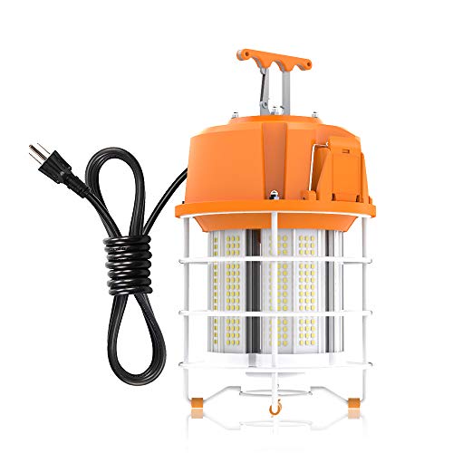 HYPERLITE Portable 60W LED Temporary Work Light Fixture 7500LM 5000K High Bay LED Work Lights Construction Lights with Metal Guard and Hook for Temporary Lighting Job Site,Workshop,Warehous UL Listed