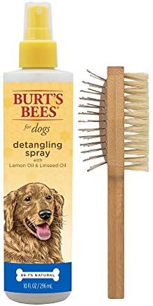 Combo Pack: Burt’s Bees for Dogs Natural Detangling Spray with Lemon and Linseed and Double Sided Pin & Bristle Brush | Cruelty Free, Sulfate & Paraben Free, pH Balanced for Dogs – Made in The USA