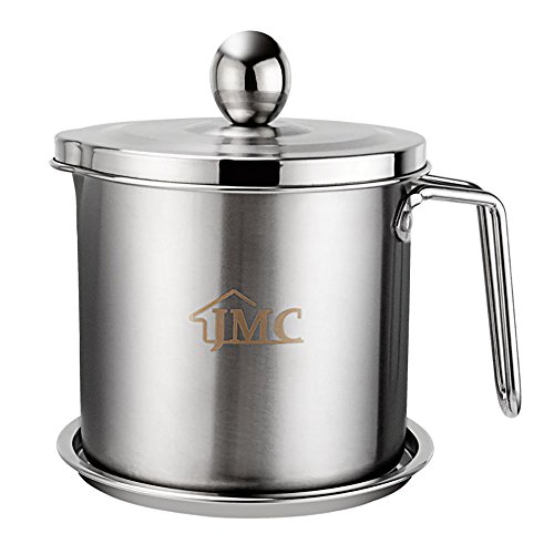 Oil Storage Grease Keeper, Grease Strainer Pot Grease Container with Mesh Strainer Jumbo Grease Can Stainless 1.7 L