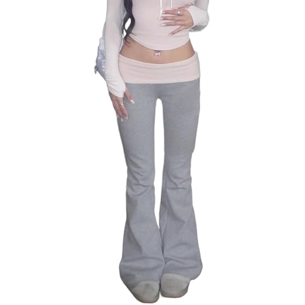 Amazon.com: Y2K Contrast Flare Pants Women Casual Leggings Vintage