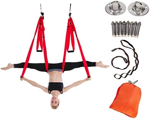 JIALFA Aerial Yoga Swing Set - Ultra Strong Antigravity Yoga Hammock- Aerial Trapeze Kit - Sling for Antigravity Yoga Inversion Exercises - Mounting Accessories Included