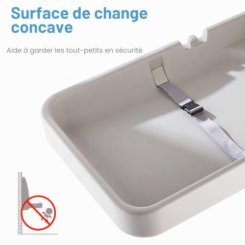 KSITEX Baby Changing Table Wall Mounted Baby Changing Unit Baby Changing Station with Safety Strap Baby Changing Table for Infants Commercial Toilet