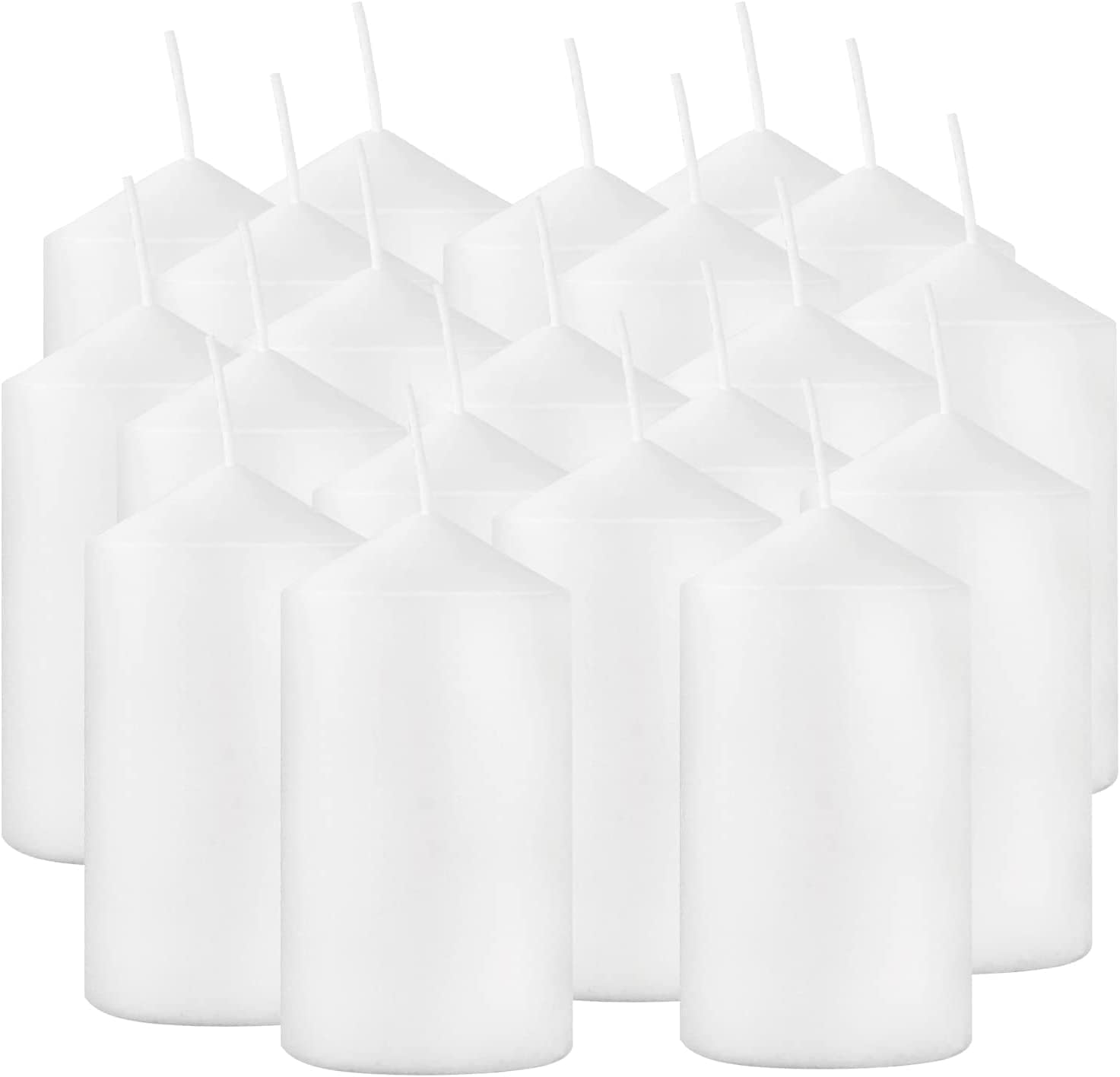 Candles & Holders - 2x4 High White Pillar Candles, Set of 20, Unscented. Bulk Buy. Ideal for Wedding, Emergency Lanterns, Spa, Aromatherapy, Party