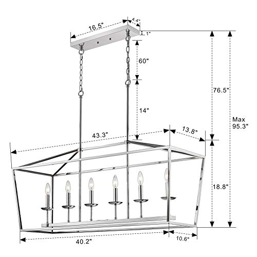 Emliviar 6Light Kitchen Island Lighting, Modern Linear Pendant