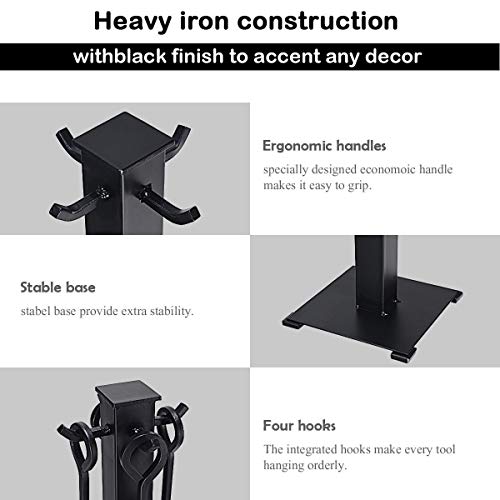 USA_BEST_SELLER 5 Pieces Fireplace Iron Fire Place Tool Set Modern Powder Coated Surface Heavy Duty Metal Body - Thumbnail 5