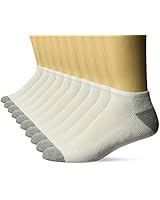 Amazon Essentials Men's 10-Pack Cotton Lightly Cushioned Low-Cut Socks, White, Shoe Size: 6-12