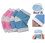 Makhry 2 Pairs Moisturizing Silicone Gel Heel Socks for Dry Hard Cracked Skin Open Toe Comfy Recovery Socks Day Night Care fits U.S. Women Size 4-8 (M, Pink+Blue)