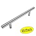 25 Pack - Cosmas 404-4SS True Solid Stainless Steel Construction 3/8 Inch Slim Line Euro Style Cabinet Hardware Bar Handle Pull - 4" Hole Centers