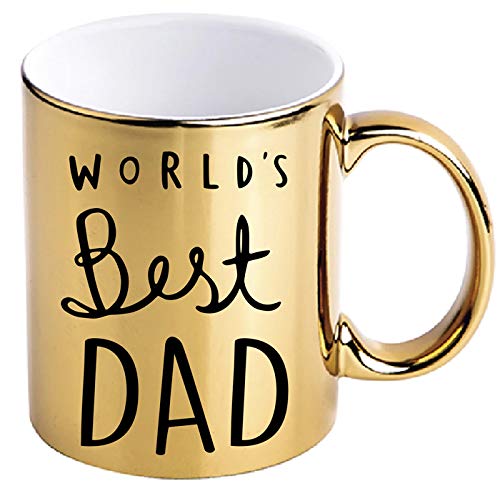 ZOROLUX Gold Worlds Best Dad Mug - Superb Fathers Day - Birthday Gift - Funny Novelty Joke Coffee Mug (Shiny Gold)