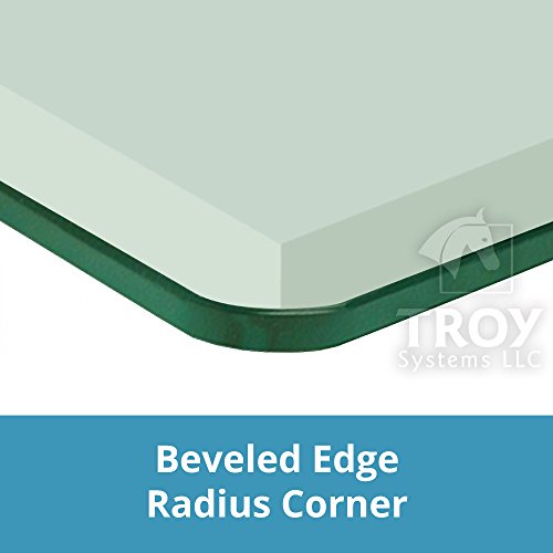 TroySys Square Glass Table Top, 1/2" Thick, Bevel Polished Edge, Radius Corners, Annealed, 36" L x 36" W