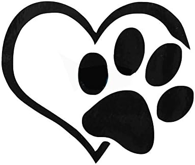 Dette Car Window Decor Pet Paw Print With Heart Dog Cat Cute Vinyl Bumper Sticker 
